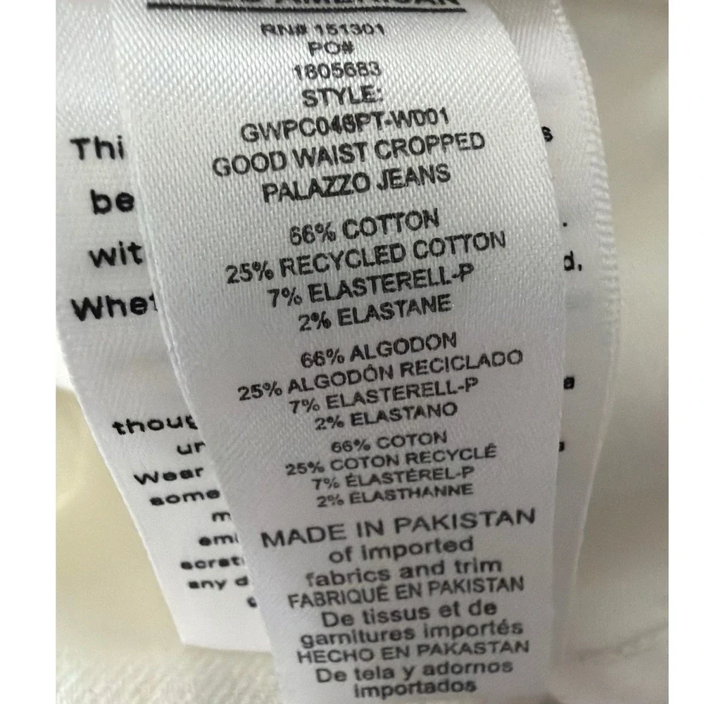 Good American  Palazzo Crop White High Rise Wide Leg Jeans 10 GWPC046PT - Picture 14 of 16